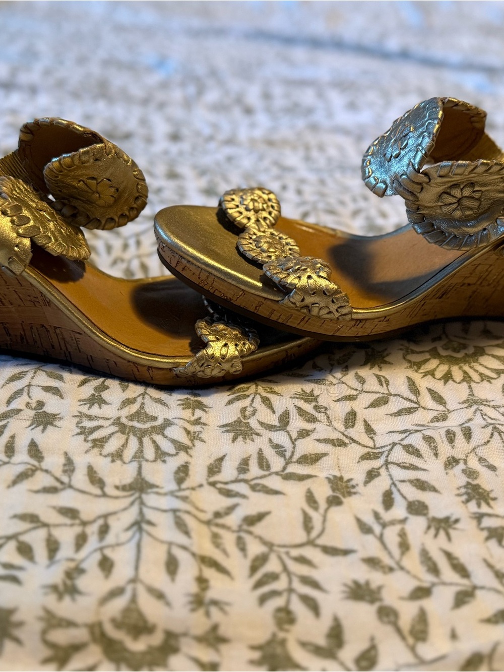 Jack Rogers Metallic Gold Braided Wedge Sandals